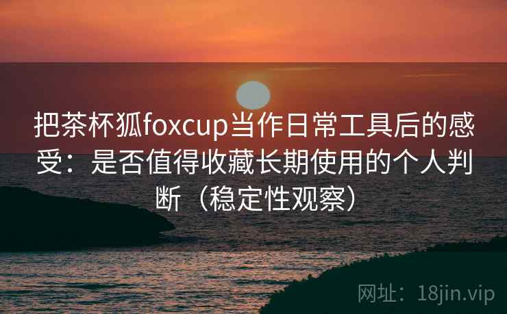把茶杯狐foxcup当作日常工具后的感受：是否值得收藏长期使用的个人判断（稳定性观察）
